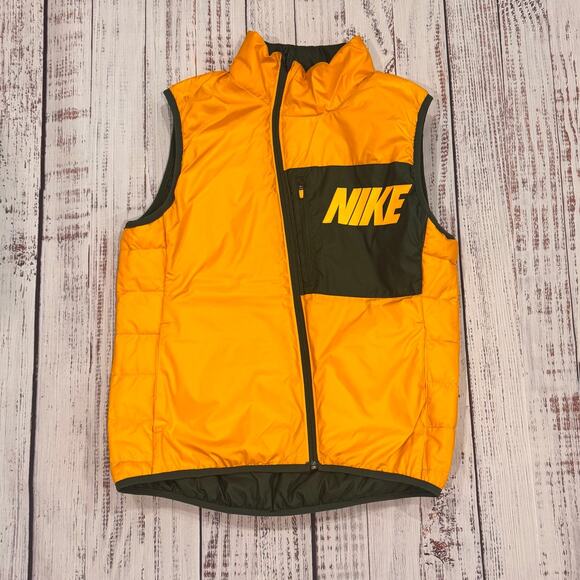 Nike NFL Team Green Bay Packers Reversible Puffer Vest Men’s Small Green/Gold - Picture 4 of 9